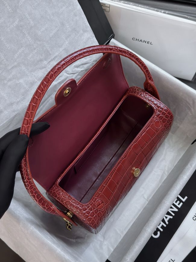 Chanel Clutch with chain Crocodile Embossed AP5294 Burgundy