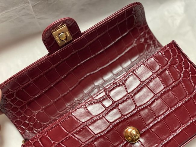 Chanel Clutch with chain Crocodile Embossed AS6340 Burgundy Chanel Clutch with chain Crocodile Embossed AS6340 Burgundy