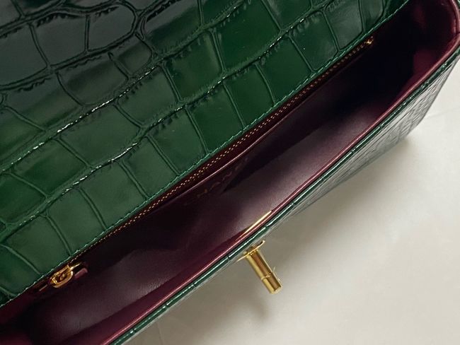 Chanel Clutch with chain Crocodile Embossed AS6340 dark green