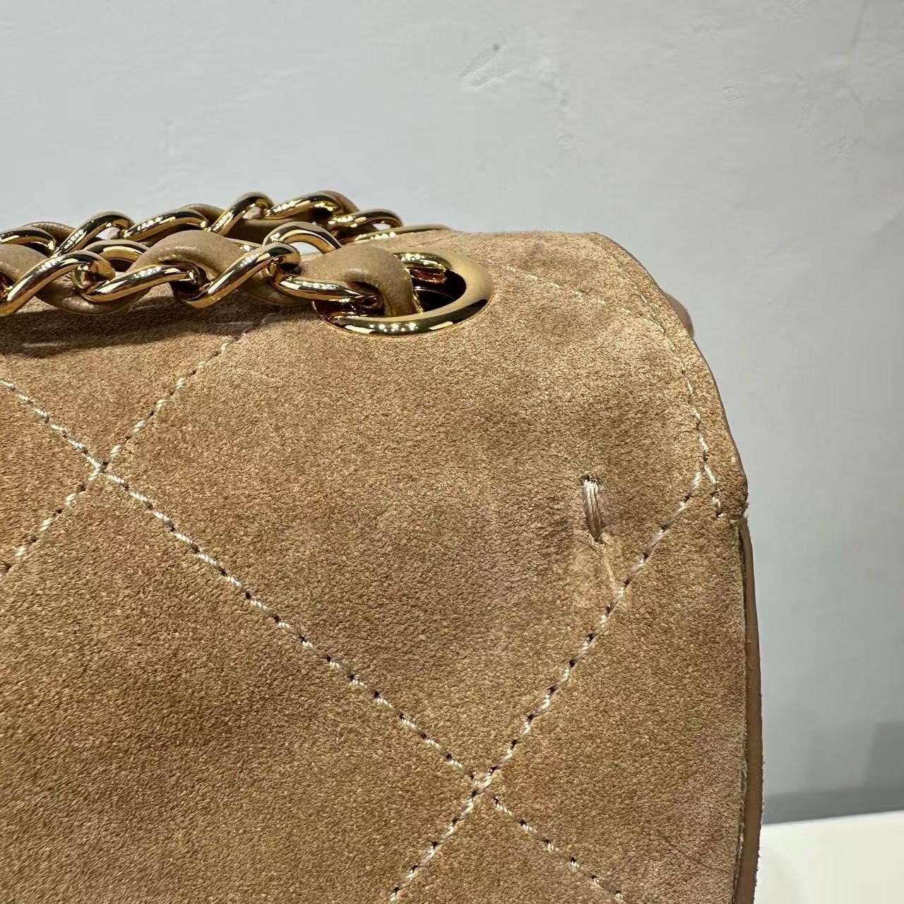 CHANEL Maxi Flapbag Suede Calfskin AS6233 brown