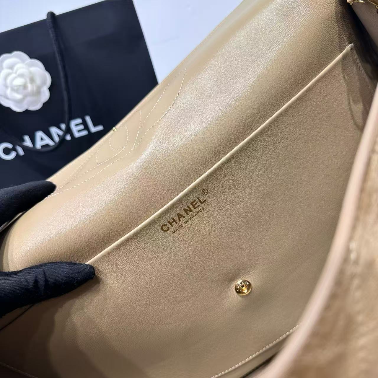 CHANEL Maxi Flapbag Suede Calfskin AS6233 brown