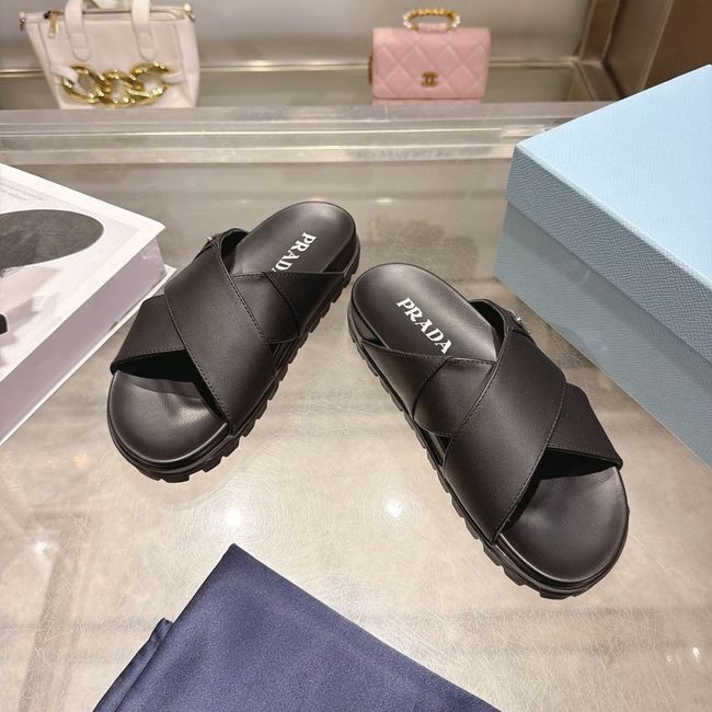Prada Matelasse nappa leather flatform slides 64113-3