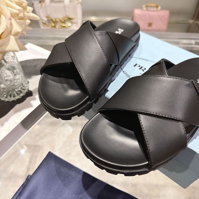 Prada Matelasse nappa leather flatform slides 64113-3