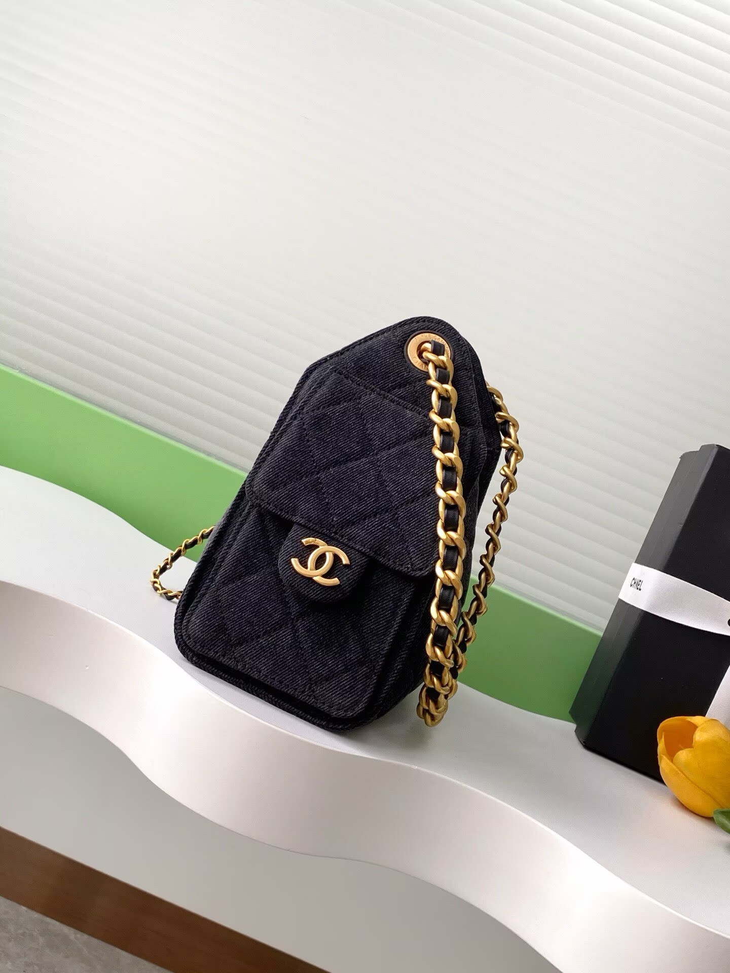 CHANEL 25 MINI HANDBAG Retro Denim AS5631 Black & Gray Gradient
