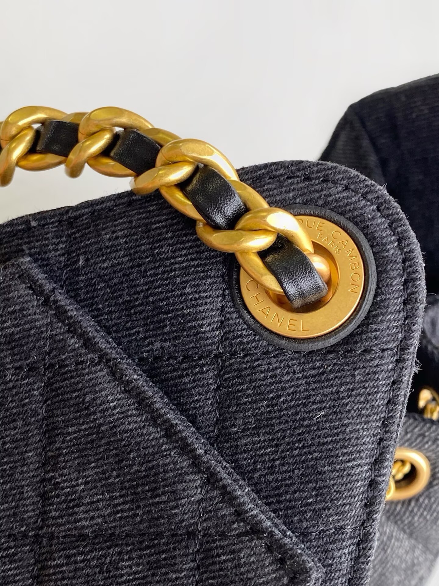 CHANEL 25 MINI HANDBAG Retro Denim AS5631 Black & Gray Gradient
