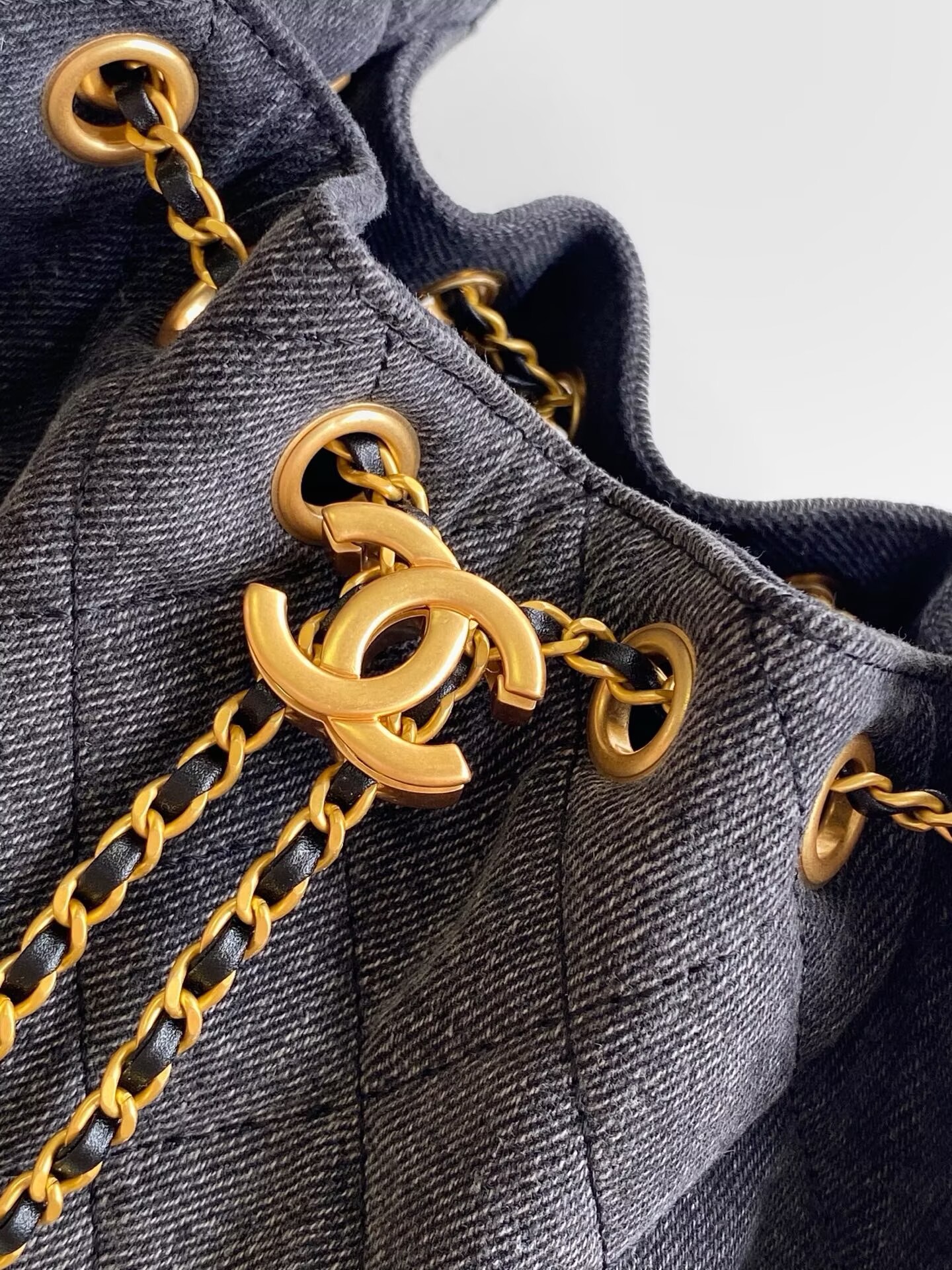 CHANEL 25 MINI HANDBAG Retro Denim AS5631 Black & Gray Gradient