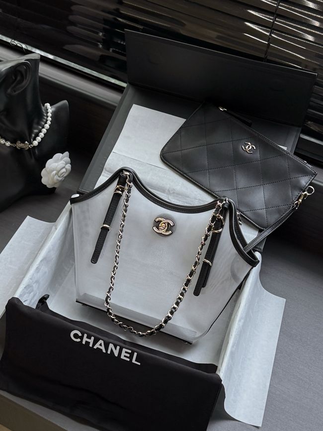 CHANEL Small Shopping Bag AS6015 Transparent & Black