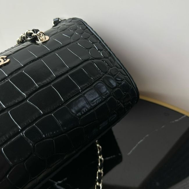 Chanel Clutch with chain Crocodile Embossed AS4474 Black