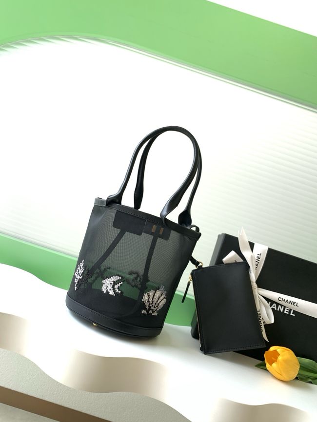 Chanel Large Bucket Bag AS6189 Transparent & black