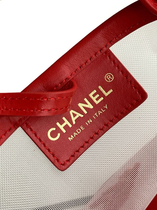 Chanel Large Bucket Bag AS6189 Transparent & red