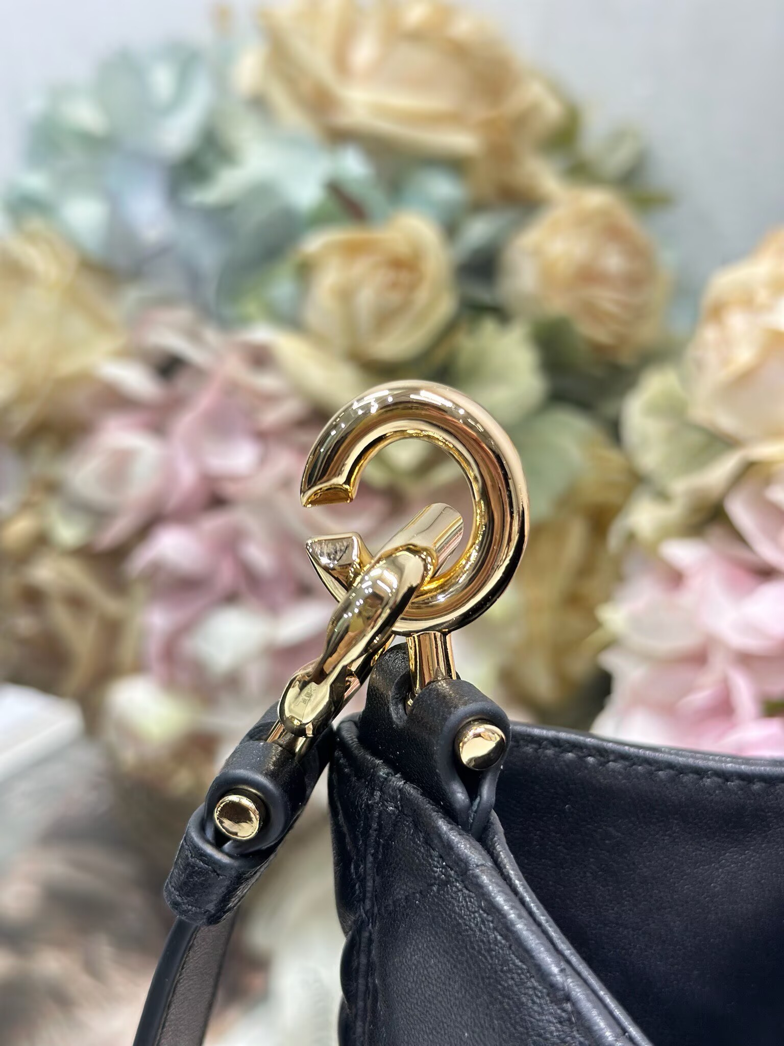 DIOR Original Leather Tote Handbag 1538 Black