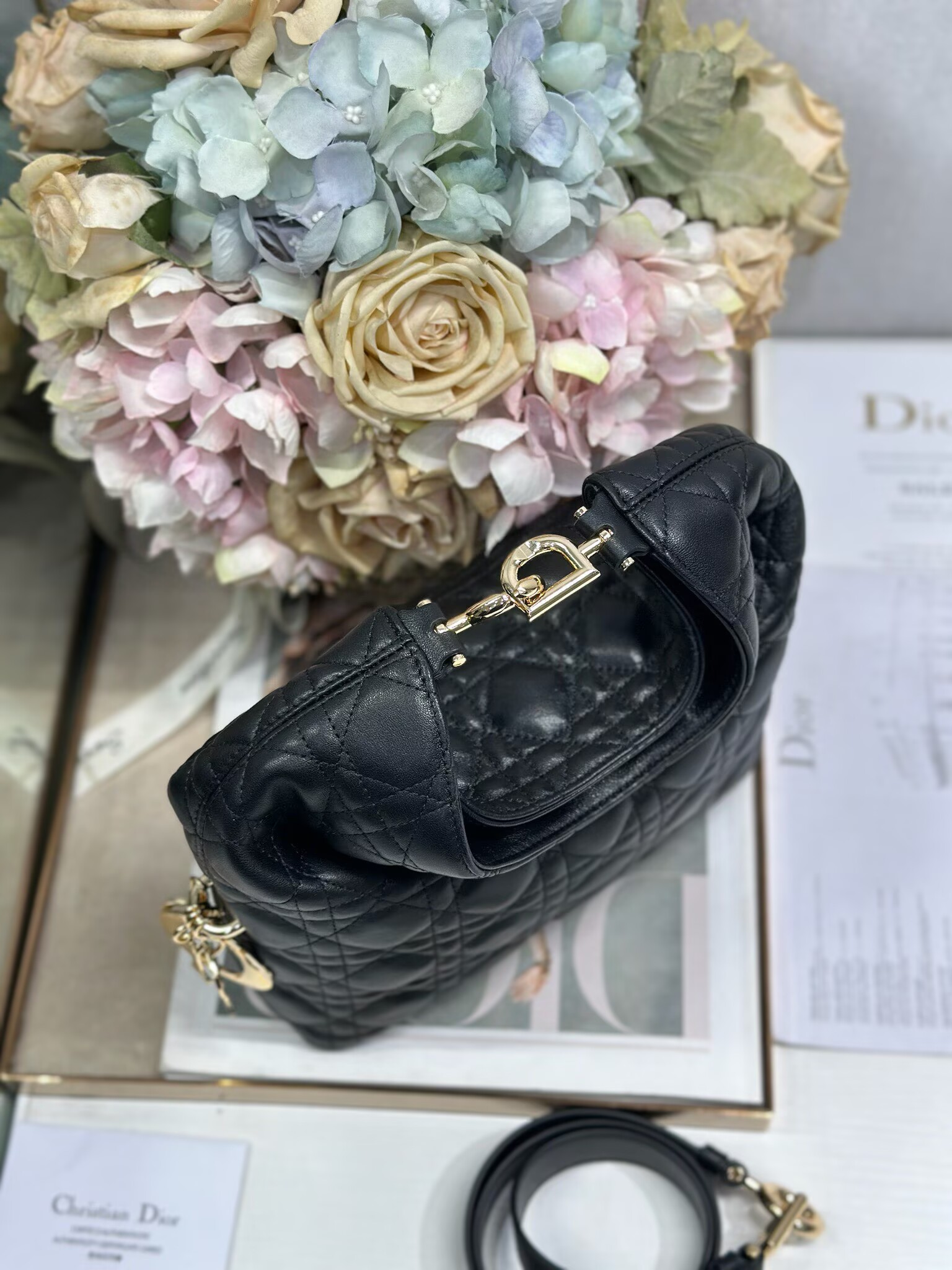 DIOR Original Leather Tote Handbag 1538 Black