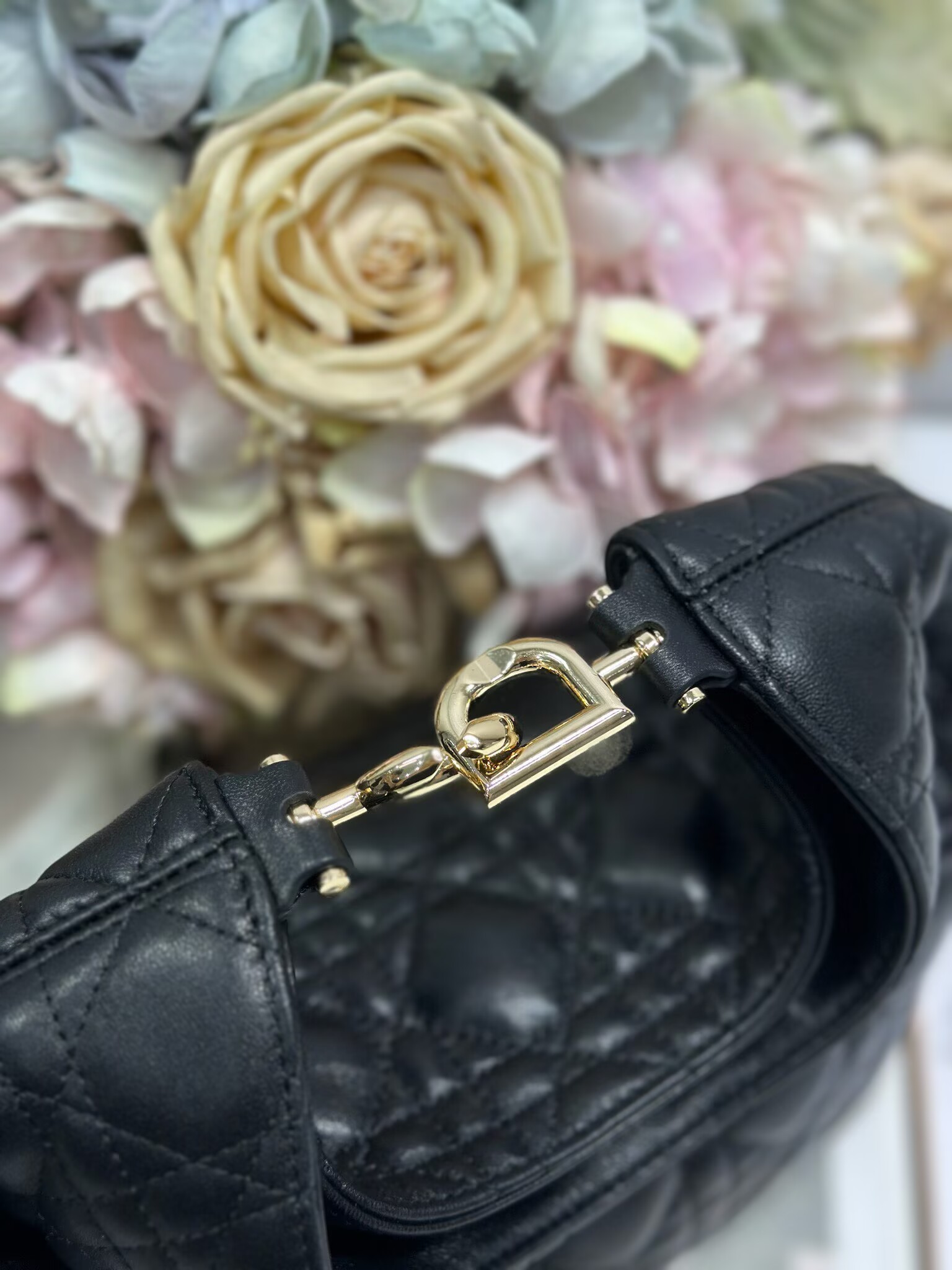 DIOR Original Leather Tote Handbag 1538 Black