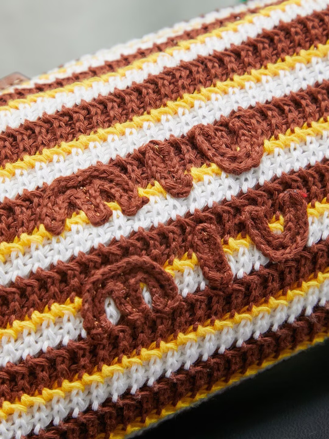 Miumiu Rainbow Weaving Top handle bag 5NE841 Brown&Yellow&White Fabric