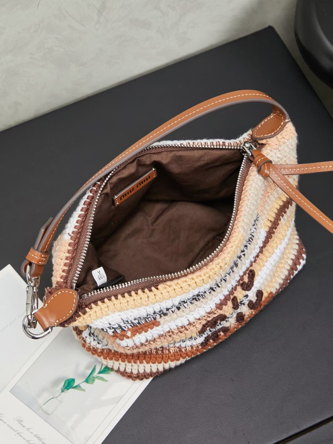 Miumiu Rainbow Weaving Top handle bag 5NE841 Fabrice Brown Miumiu Rainbow Weaving Top handle bag 5NE841 Fabrice Brown