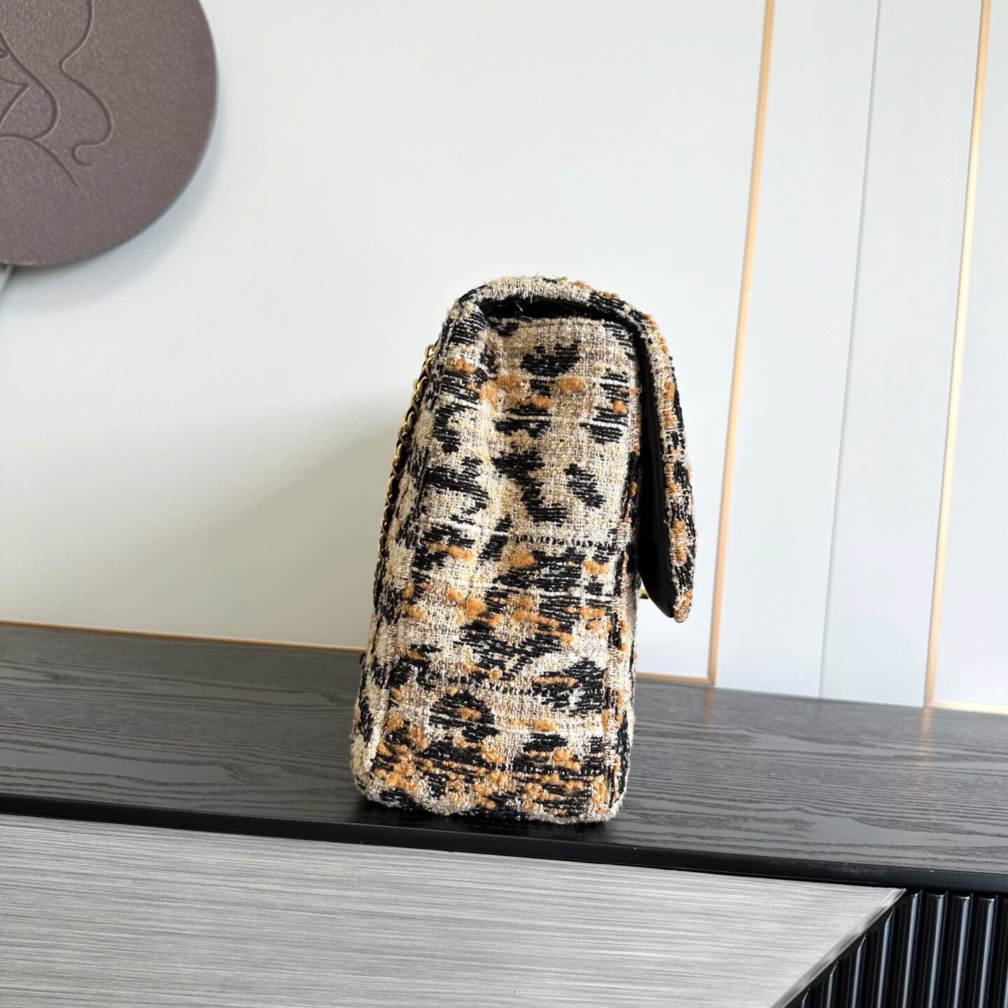 Chanel 26A CF Maxi Flap Tweed Bag AS5640 Leopard Print