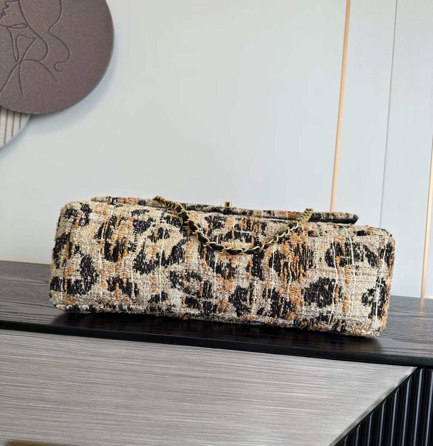 Chanel 26A CF Maxi Flap Tweed Bag AS5640 Leopard Print