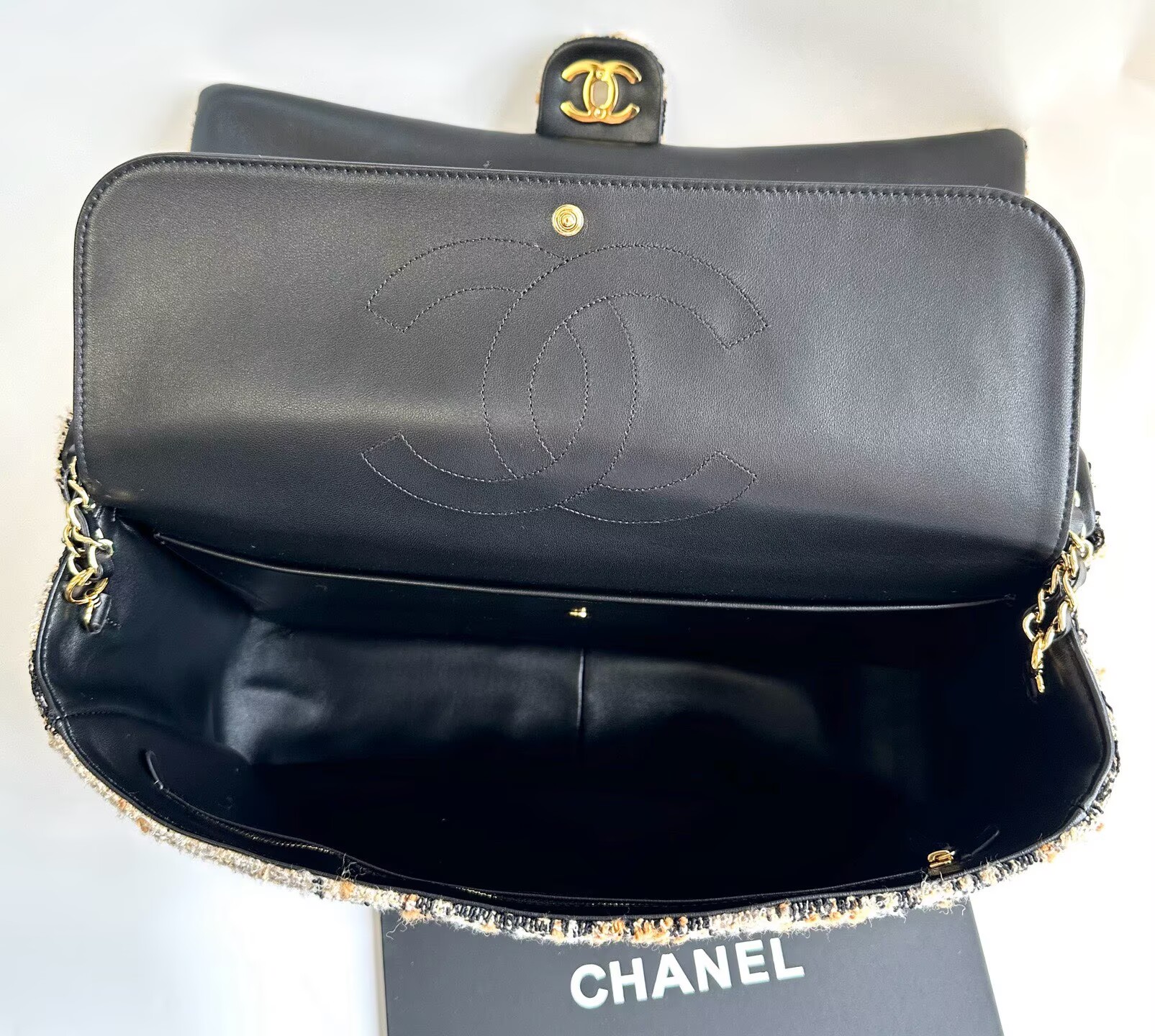 Chanel 26A CF Maxi Flap Tweed Bag AS5640 Leopard Print