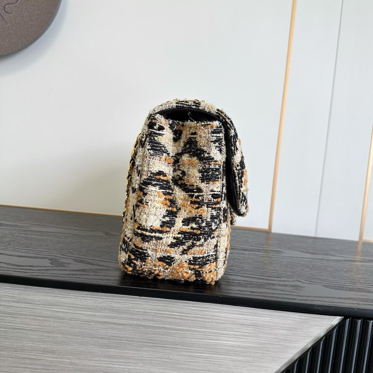 Chanel 26A CF Maxi Flap Tweed Bag AS5641 Leopard Print