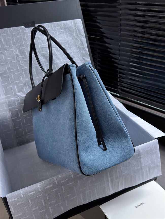 Chanel Large Shopping Bag AS6289 Black & denim blue