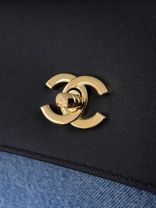 Chanel Large Shopping Bag AS6289 Black & denim blue