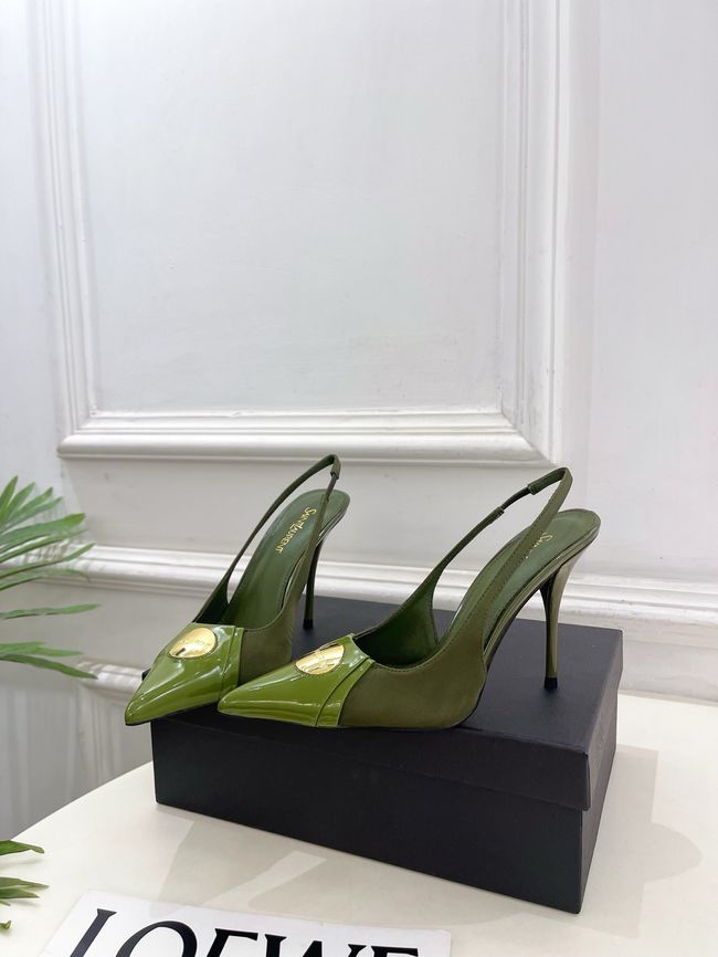 Saint Laurent LOUIS slingback pumps in patent leather and satin CN1000-1