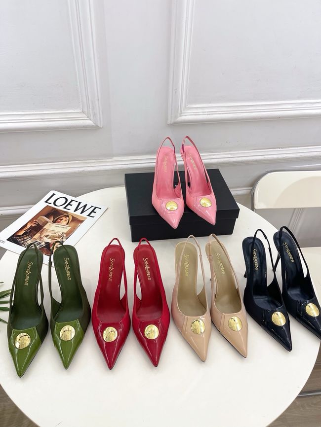 Saint Laurent LOUIS slingback pumps in patent leather and satin CN1000-3