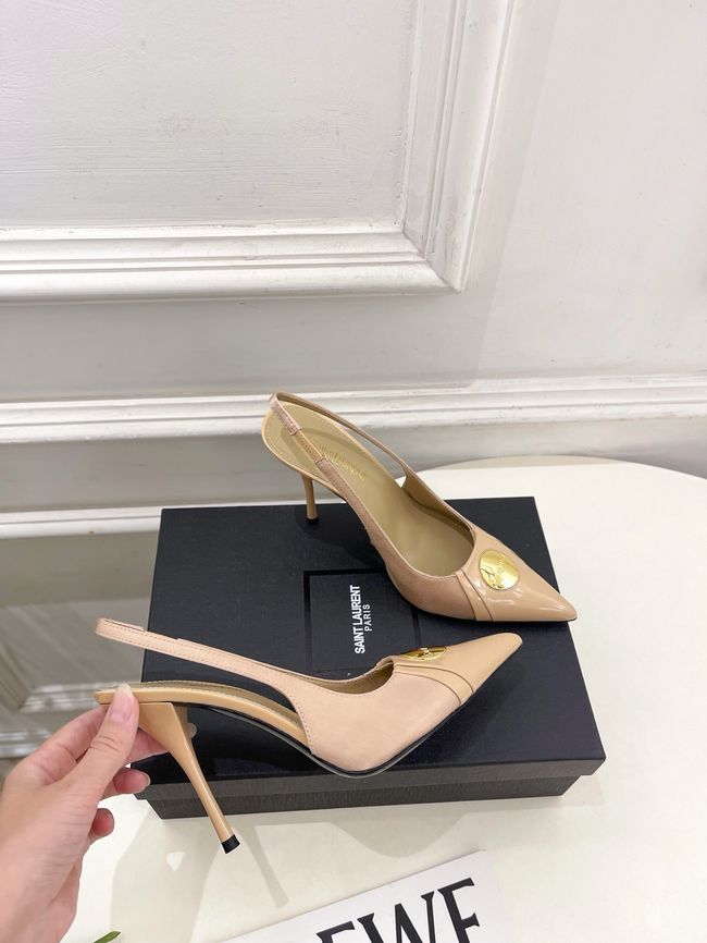 Saint Laurent LOUIS slingback pumps in patent leather and satin CN1000-4