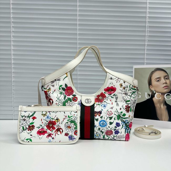 Gucci Giglio Flora large tote bag 853971 white and multicolor