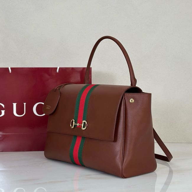 Gucci Paparazzo large top handle bag 875019 camel leather
