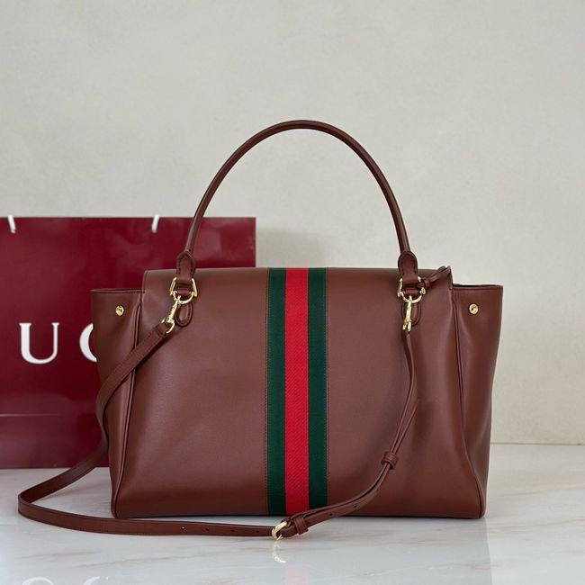 Gucci Paparazzo large top handle bag 875019 camel leather