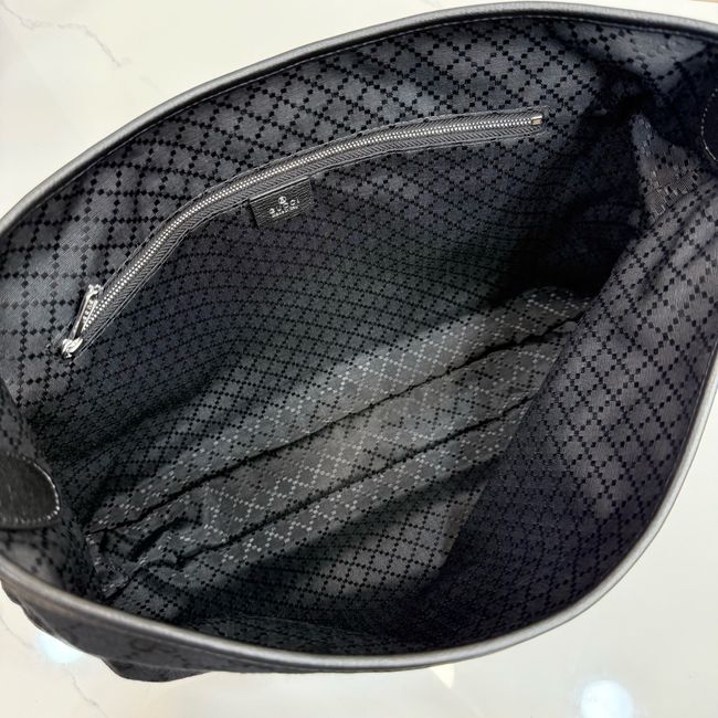 Gucci Jackie Flap large crossbody bag A005ZI black GG canvas