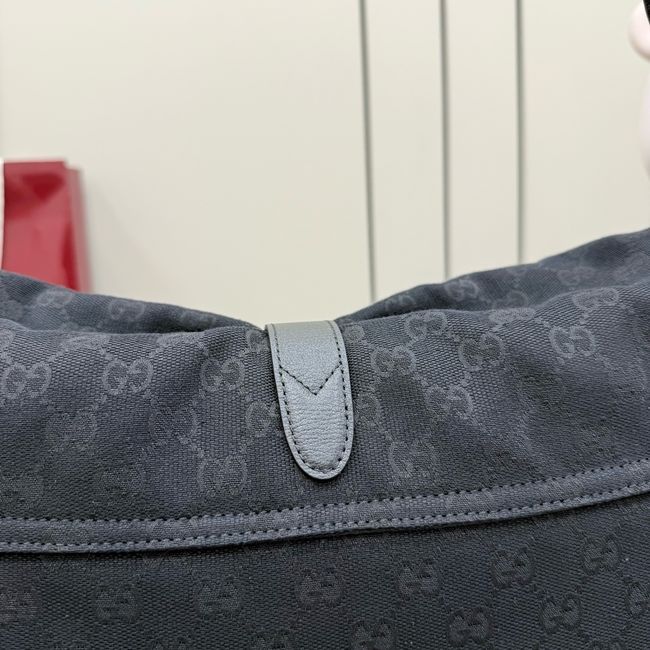 Gucci Jackie Flap large crossbody bag A005ZI black GG canvas
