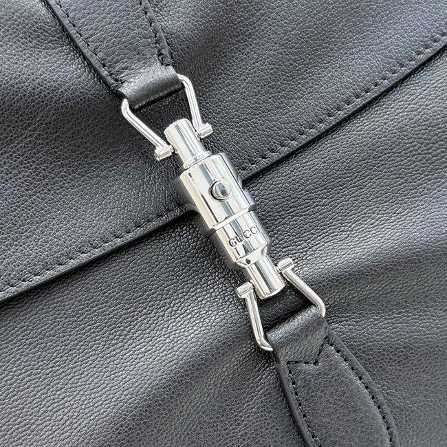 Gucci Jackie Flap large crossbody bag A005ZI black grainy leather
