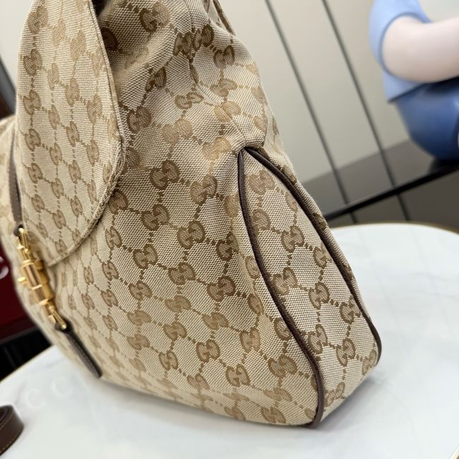Gucci Jackie Flap large crossbody bag A005ZI brown GG canvas