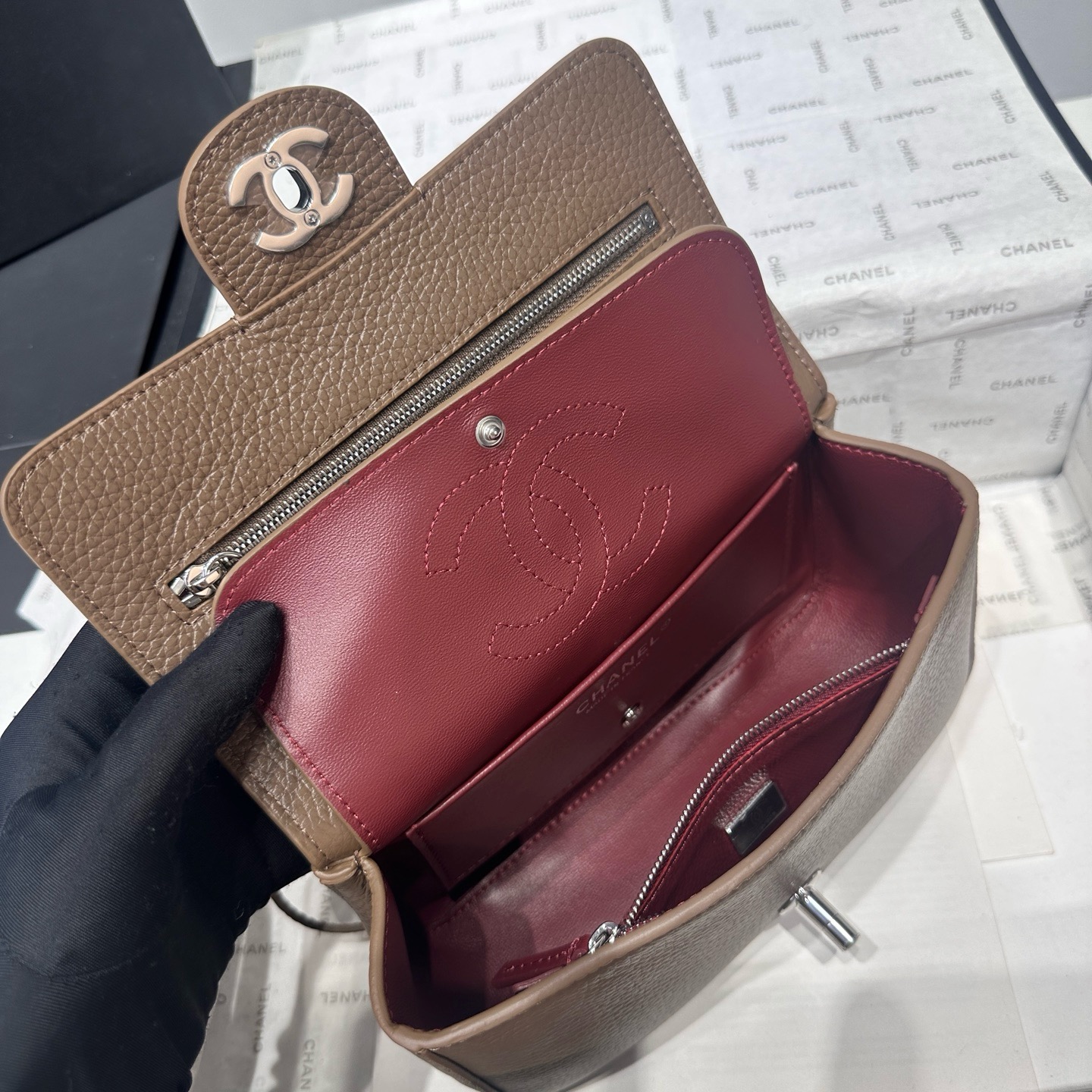 Chanel Mini Flap Bag AS6573 brown& Silver