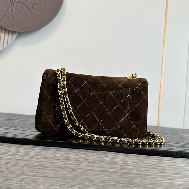 Chanel Suede Calfskin Shoulder Bag AS6627 brown
