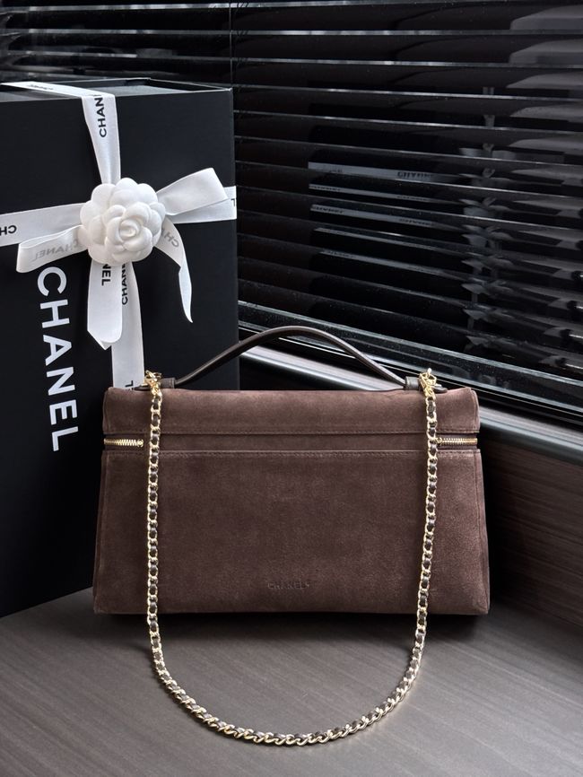 CHANEL Maxi Vanity with chain AS6473 dark brown