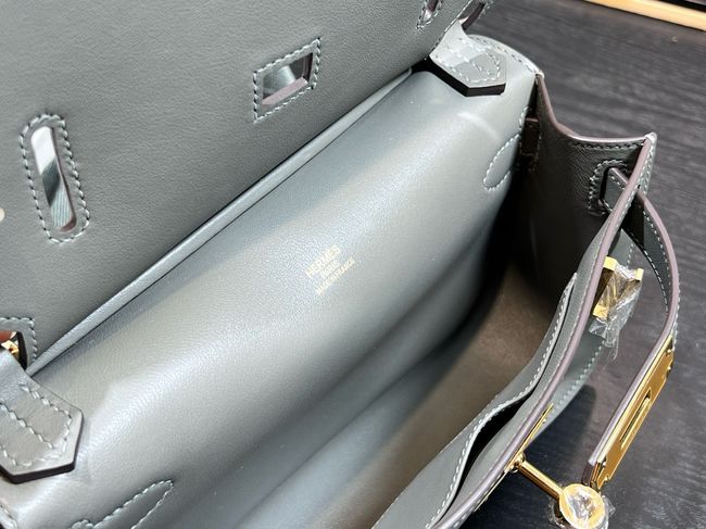 Hermes Jypsiere mini shoulder bag H088004 Cloudy gray &gold buckle