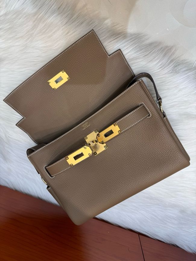 Hermes kelly messenger bag H08801 bark color