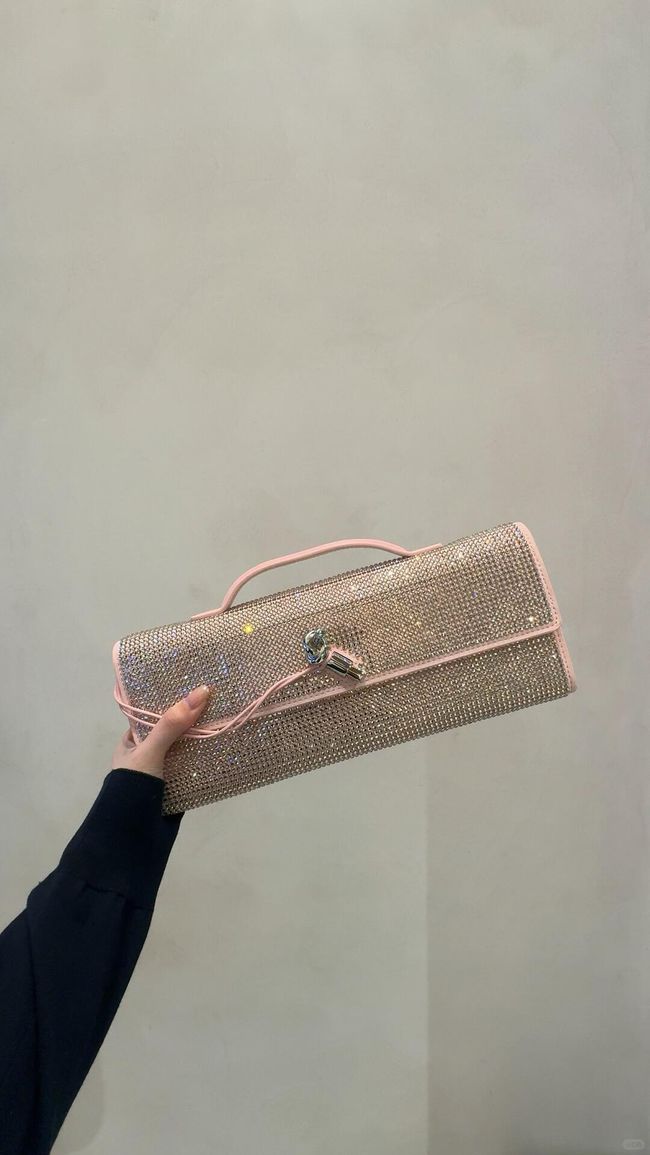 Bottega Veneta Andiamo Clutch Crystal 32190 pink