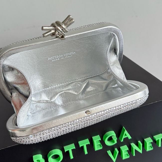Bottega Veneta Soft Knot Clutch Crystal 06149 Silver