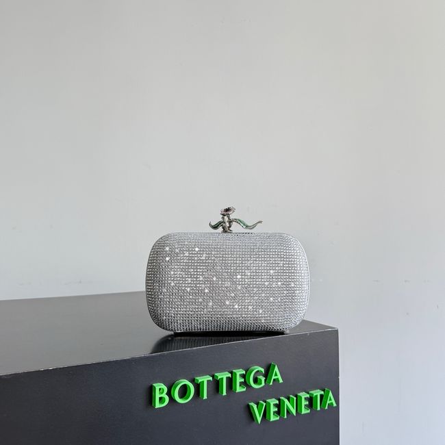 Bottega Veneta Soft Knot Clutch Crystal 866062V Silver