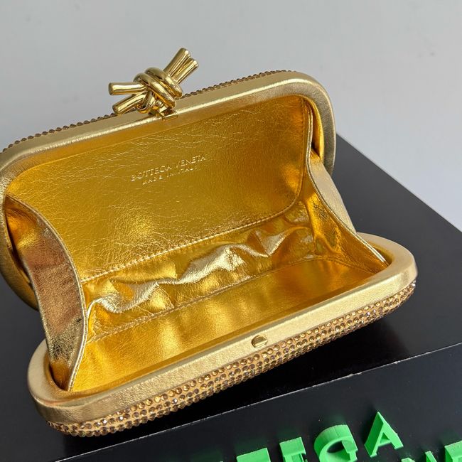 Bottega Veneta Soft Knot Clutch Crystal 866062V gold