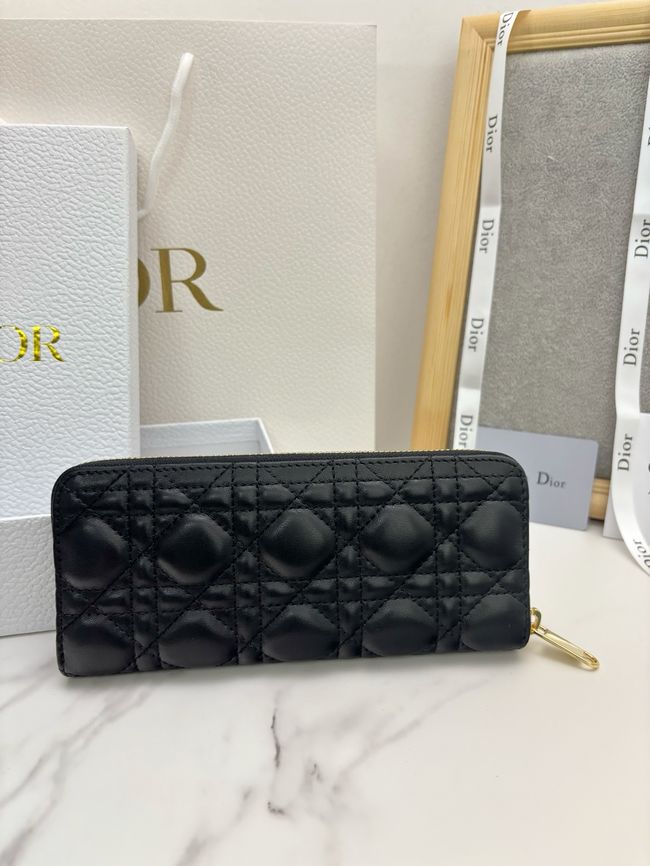 LADY DIOR LOTUS WALLET CANNAGE LAMBSKIN S2600 black
