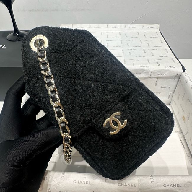 CHANEL 25 Mini Handbag Felt  AS5631 Dark Gray