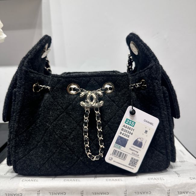 CHANEL 25 Mini Handbag Felt  AS5631 Dark Gray