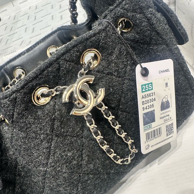 CHANEL 25 Mini Handbag Felt  AS5631 Dark Gray