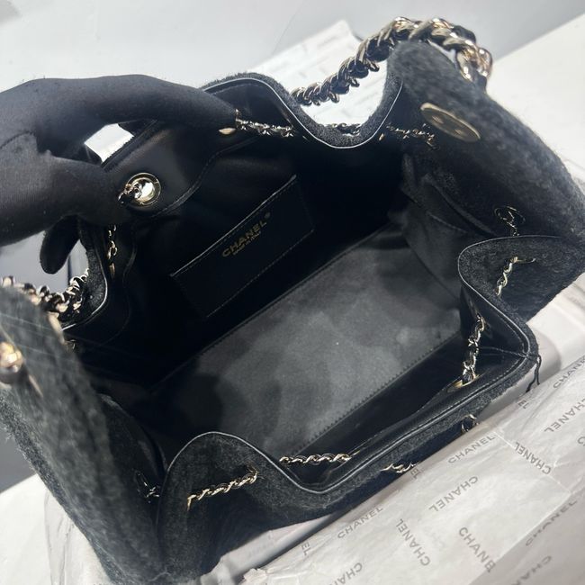 CHANEL 25 SMALL HANDBAG Felt AS5293 Dark Gray