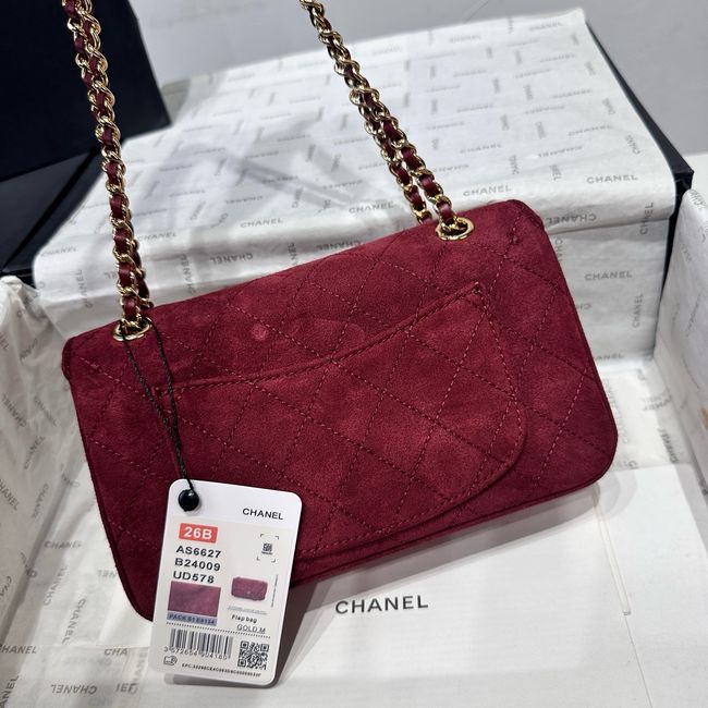 Chanel Mini Flap Bag Suede Calfskin AS6573 burgundy